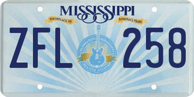 MS license plate ZFL258