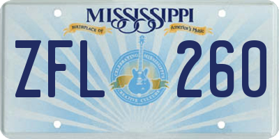 MS license plate ZFL260