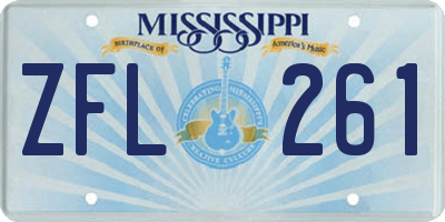 MS license plate ZFL261