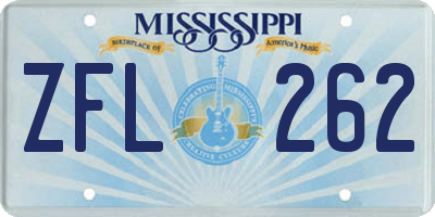 MS license plate ZFL262