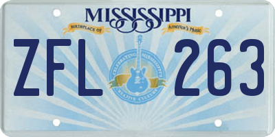 MS license plate ZFL263