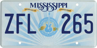 MS license plate ZFL265