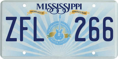 MS license plate ZFL266