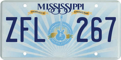 MS license plate ZFL267