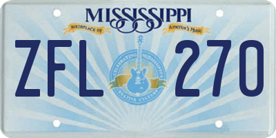 MS license plate ZFL270