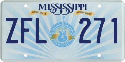 MS license plate ZFL271