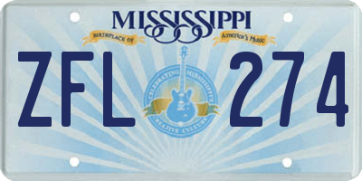 MS license plate ZFL274