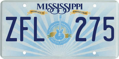 MS license plate ZFL275