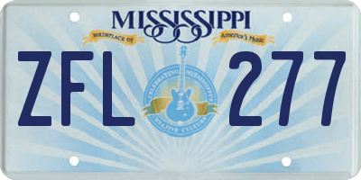 MS license plate ZFL277