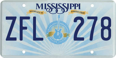 MS license plate ZFL278