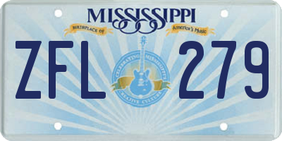 MS license plate ZFL279