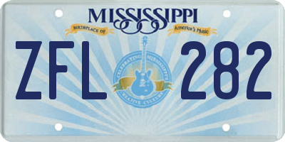MS license plate ZFL282