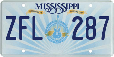 MS license plate ZFL287