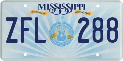 MS license plate ZFL288
