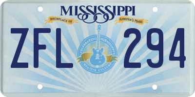 MS license plate ZFL294