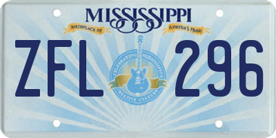 MS license plate ZFL296