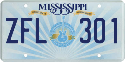 MS license plate ZFL301