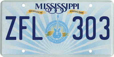 MS license plate ZFL303