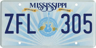 MS license plate ZFL305