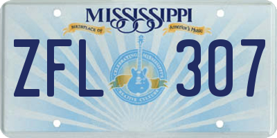 MS license plate ZFL307