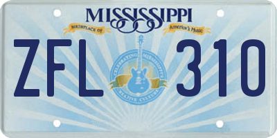 MS license plate ZFL310