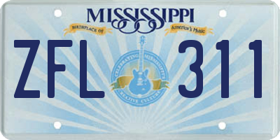 MS license plate ZFL311
