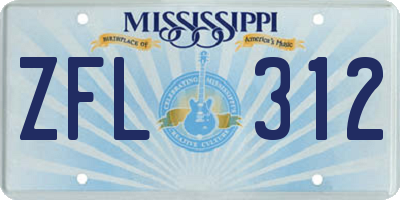 MS license plate ZFL312