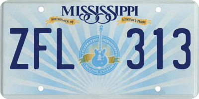 MS license plate ZFL313