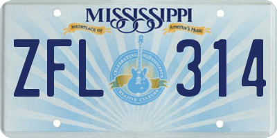 MS license plate ZFL314