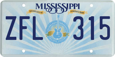 MS license plate ZFL315