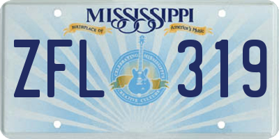 MS license plate ZFL319