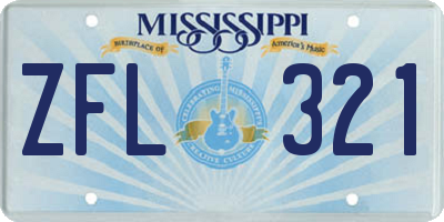 MS license plate ZFL321