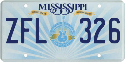 MS license plate ZFL326