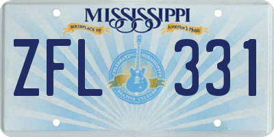 MS license plate ZFL331