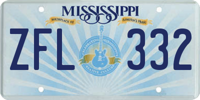 MS license plate ZFL332
