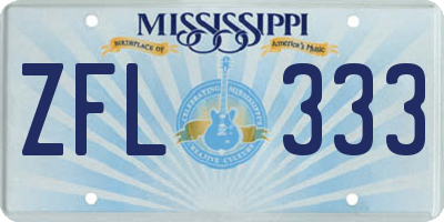 MS license plate ZFL333