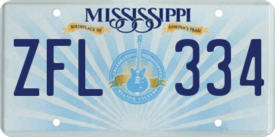 MS license plate ZFL334