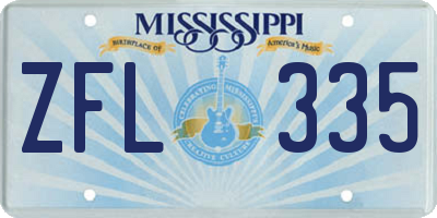 MS license plate ZFL335