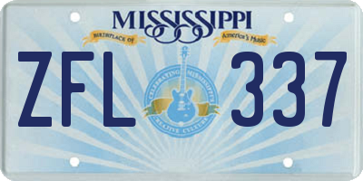 MS license plate ZFL337