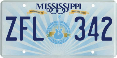 MS license plate ZFL342
