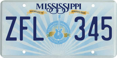 MS license plate ZFL345