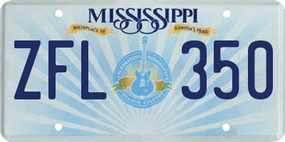 MS license plate ZFL350