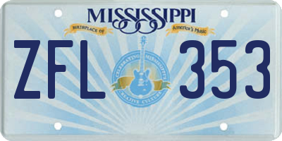 MS license plate ZFL353