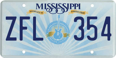 MS license plate ZFL354