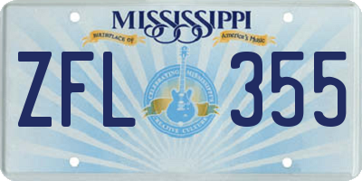 MS license plate ZFL355