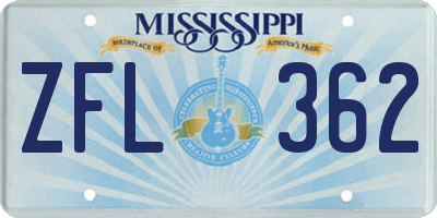 MS license plate ZFL362