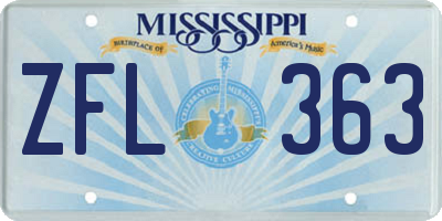 MS license plate ZFL363