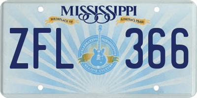 MS license plate ZFL366