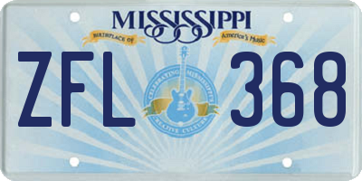 MS license plate ZFL368