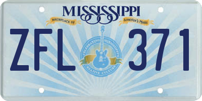 MS license plate ZFL371